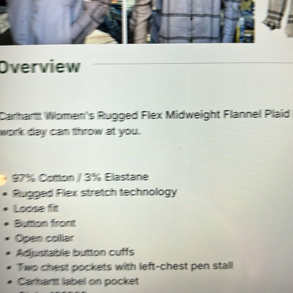 NWT Carhartt Women’s Rugged Flex Loose Fit Midweight Flannel Long Sleeve Sz 4-6 - Picture 11 of 11